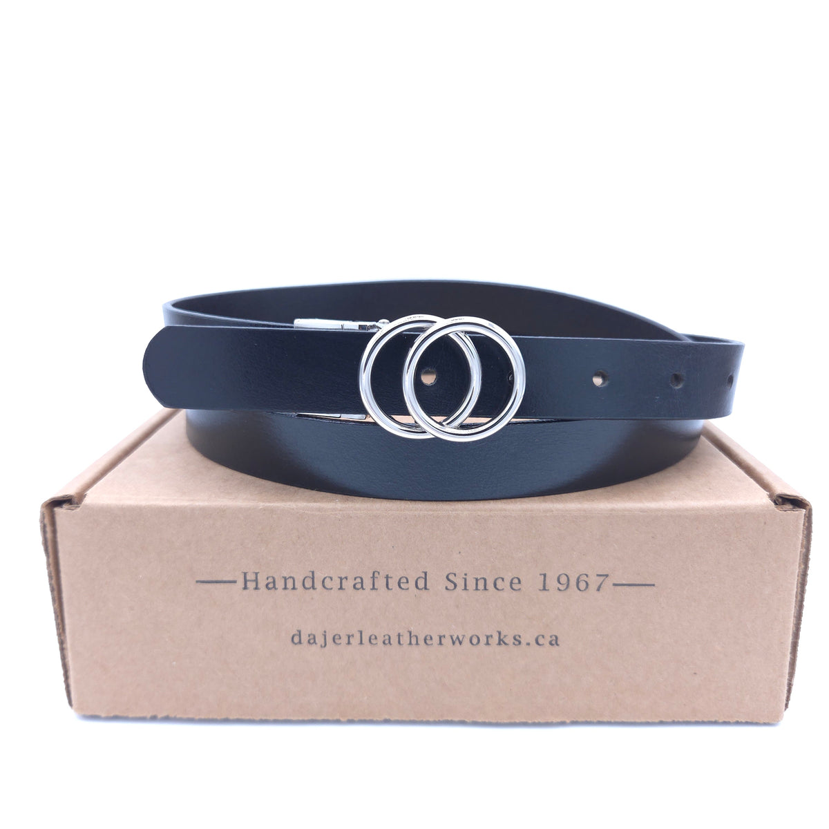 Women's Black Buffalo Leather Belts - 25 mm