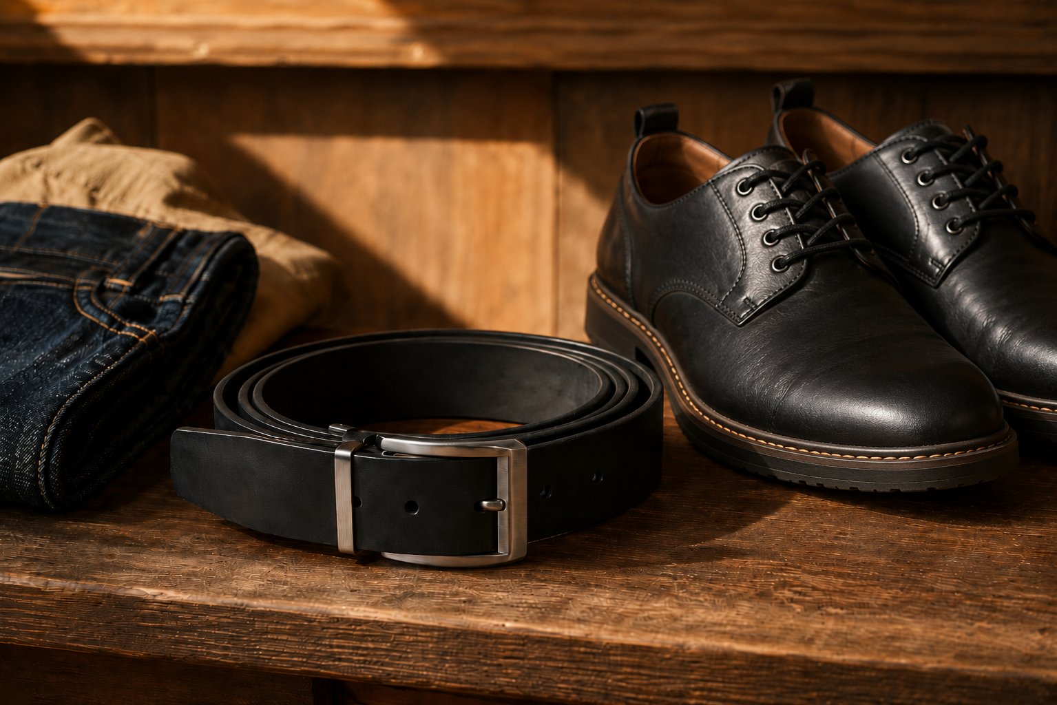 Men’s Black Genuine Buffalo Leather Belt - 40 mm