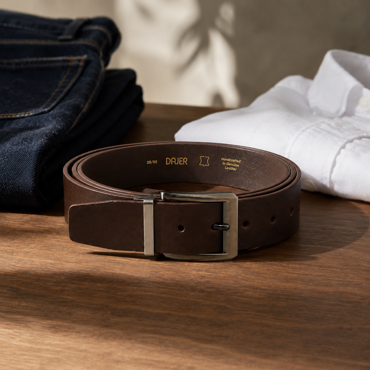Men’s Brown Genuine Buffalo Leather Belt - 40 mm