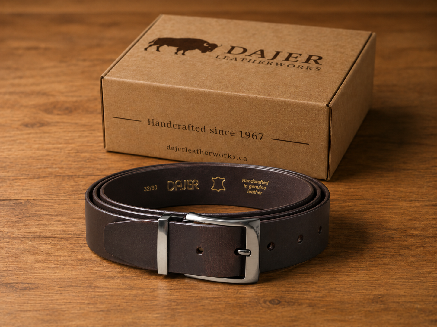 Men’s Brown Genuine Buffalo Leather Belt - 35 mm