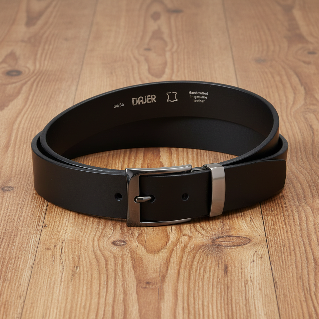 Men’s Black Genuine Buffalo Leather Belt - 35 mm