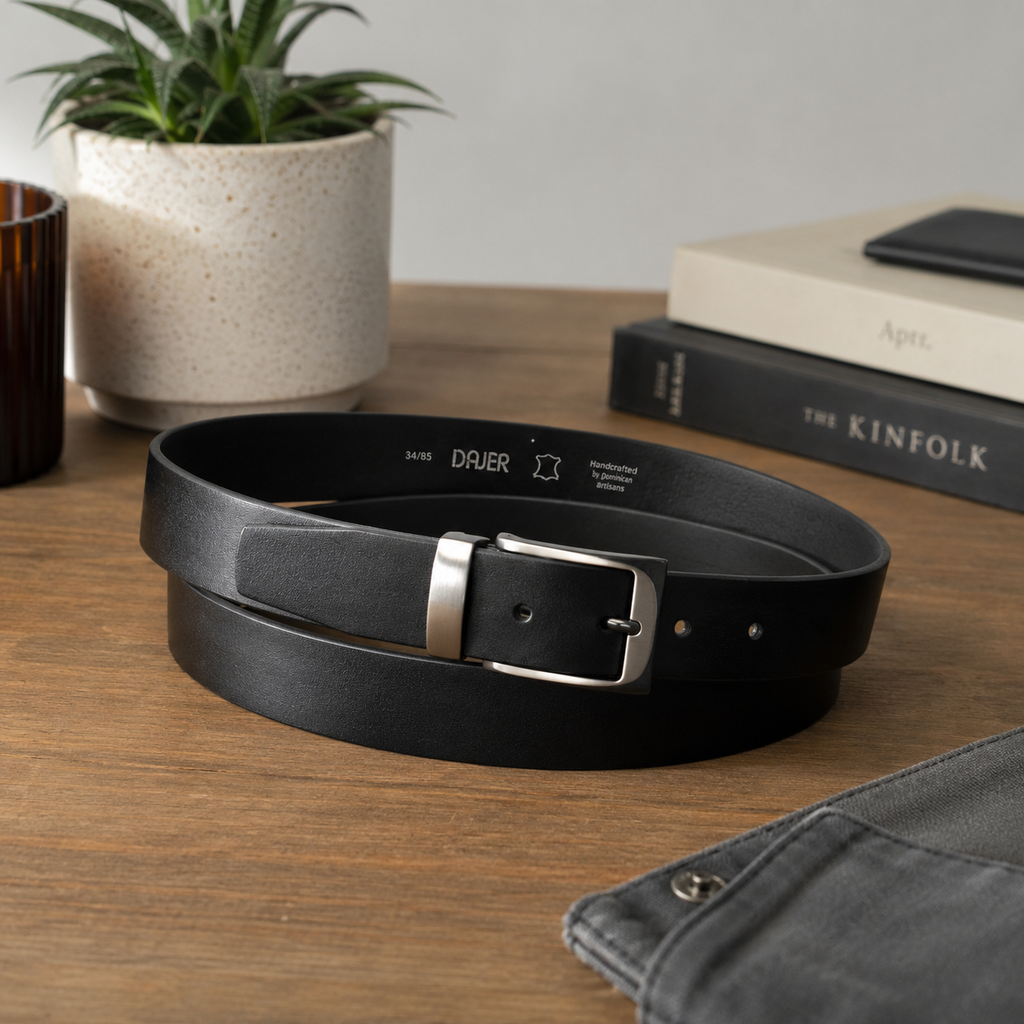 Men’s Black Genuine Buffalo Leather Belt - 35 mm