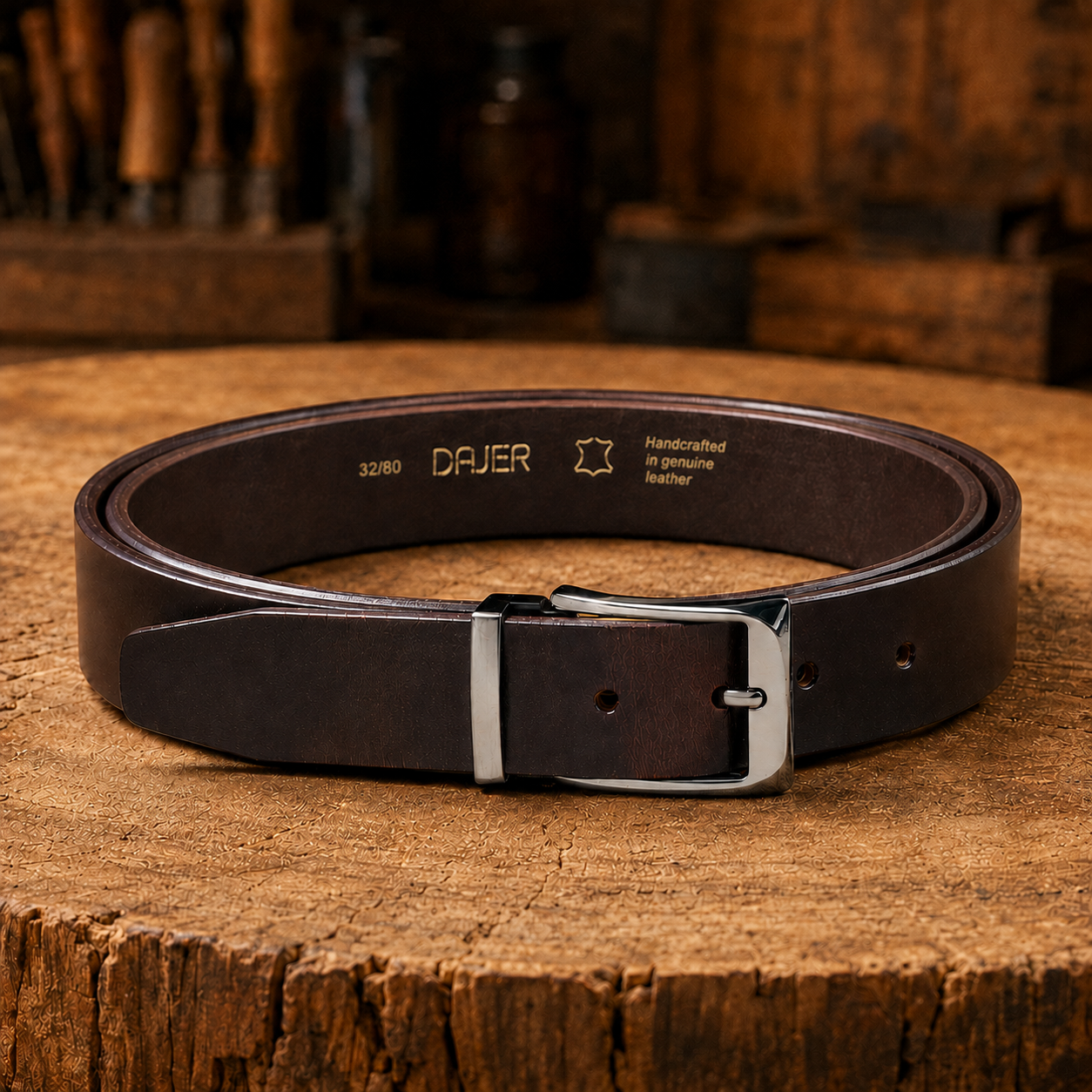 Men’s Brown Genuine Buffalo Leather Belt - 35 mm