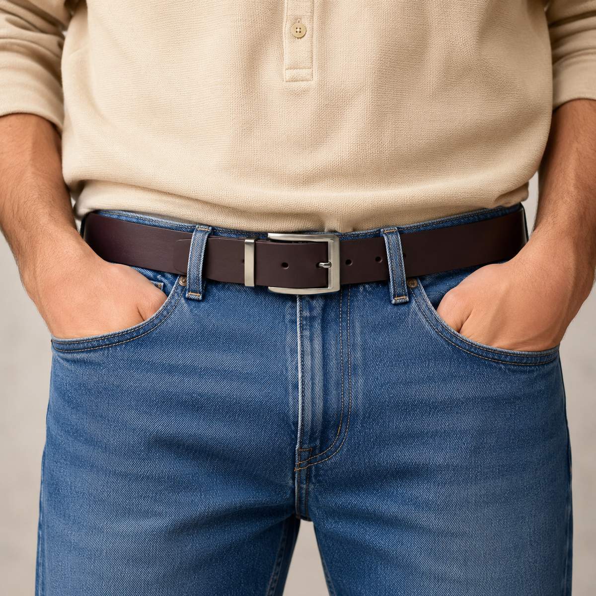 Men’s Brown Buffalo Leather Belt - 40 mm