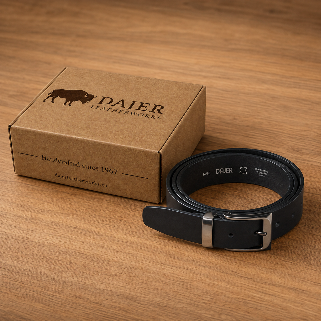 Men’s Black Buffalo Leather Belt - 35 mm